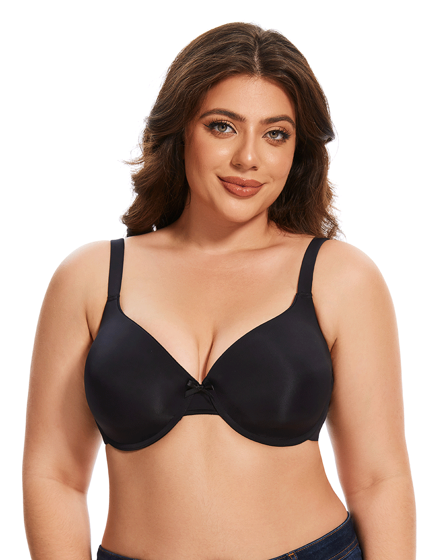 Mesh Curvy Lightly Padded T-Shirt Bra -BLACK