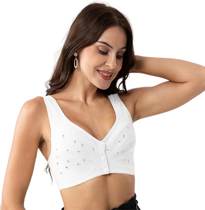 Front-Button Anti sagging Jersey Cotton Wireless Bra!