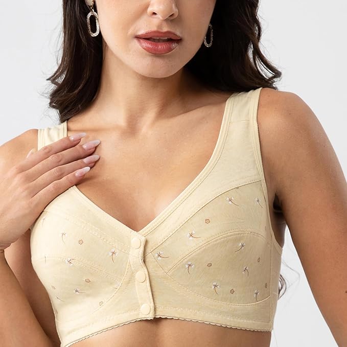 Front-Button Anti sagging Jersey Cotton Wireless Bra!