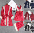 Bridal Silk Gown 3 Piece Set - Red